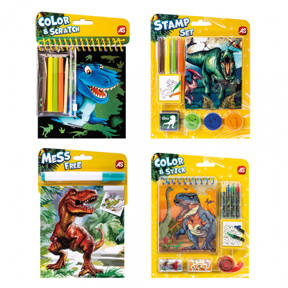 AS Drawing Set Pocket Dinosaurs In 4 Different Items For Ages 3+