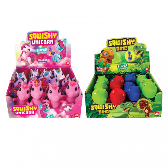 AS Squishy Unicorn And Squishy Dinosaur In 6 Colors For Ages 3+