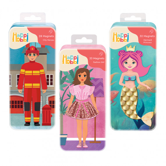 HappiHobbi Magnet Tins Educational Paper Magnets For Ages 3+