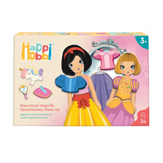 HappiHobbi Princesses Dress Up 34 Educational Paper Magnets For Ages 3+