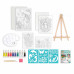 HappiHobbi Painting Workshop Acrylic Drawing Set With Wooden Easel For Ages 7+
