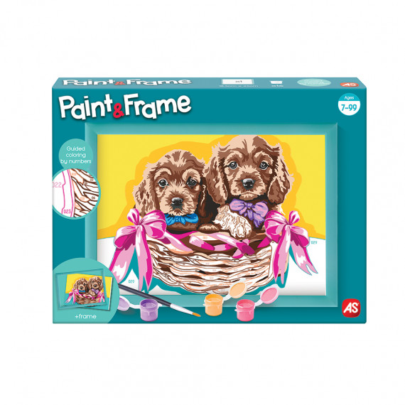 Paint & Frame Paint by Numbers Αdorable Puppies For Ages 9+