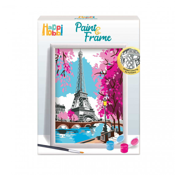 HappiHobbi Paint & Frame Paint by Numbers Spring Paris For Ages 12+