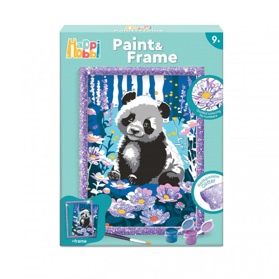 HappiHobbi Paint & Frame Paint by Numbers Dreamy Panda For Ages 9+
