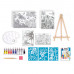 Painting Workshop Acrylic Drawing Set With Wooden Easel For Ages 7+
