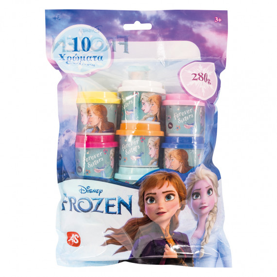 AS Dough Disney Frozen Polybag With 10 Pots And 3D Caps 280gr For Ages 3+