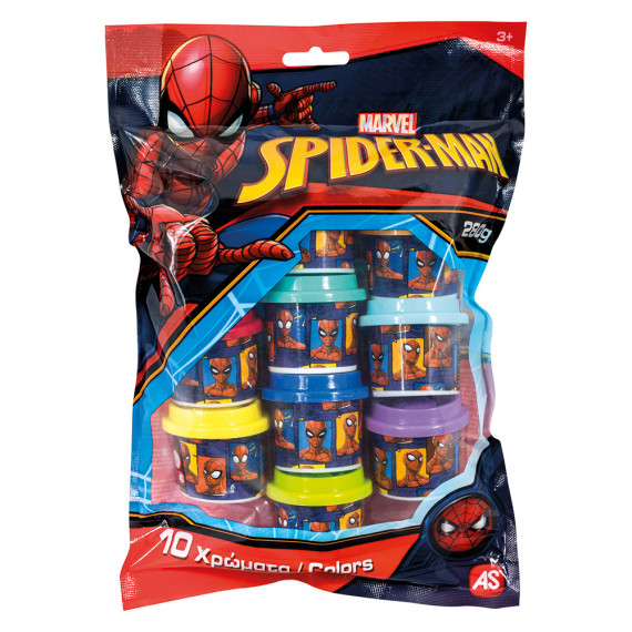 AS Dough Marvel Spiderman Polybag With 10 Pots And 3D Caps 280gr For Ages 3+