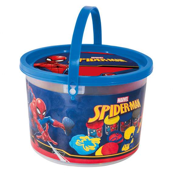 AS Dough Marvel Spiderman Bucket With 4 Pots - 3D Caps And 8 Tools 200gr For Ages 3+