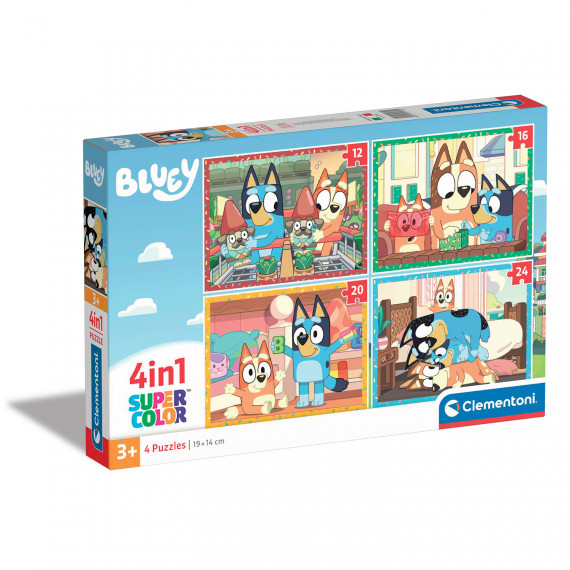 Clementoni Kids Puzzle 4 in 1 Super Color Bluey 12-16-20-24 pcs