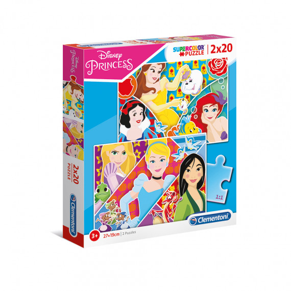 Clementoni Kids Puzzle Super Color Disney Princess 2x20 pcs