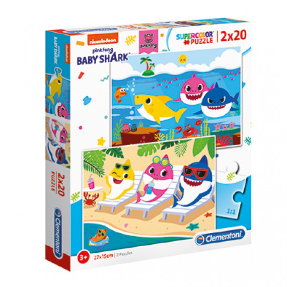 Clementoni Kids Puzzle Super Color Baby Shark 2x20 pcs