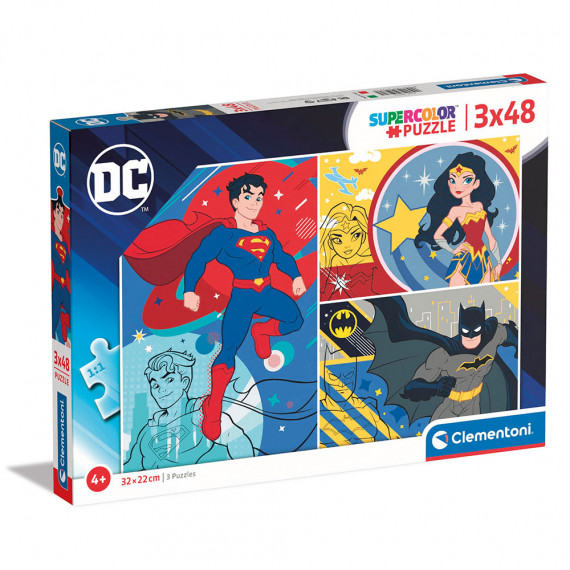 Clementoni Kids Puzzle Super Color DC Comics 3x48 pcs