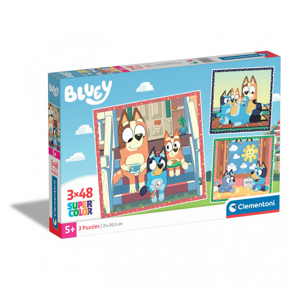 Clementoni Kids Puzzle Super Color Bluey 3x48 pcs