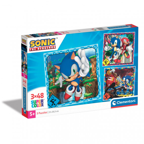 Clementoni Kids Puzzle Super Color Sonic The Hedgehog 3x48 pcs