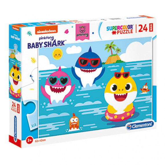 Clementoni Kids Puzzle Maxi Super Color Baby Shark 24 pcs