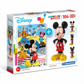 Clementoni Kids Puzzle Super Color 3D Mickey Mouse 104 pcs