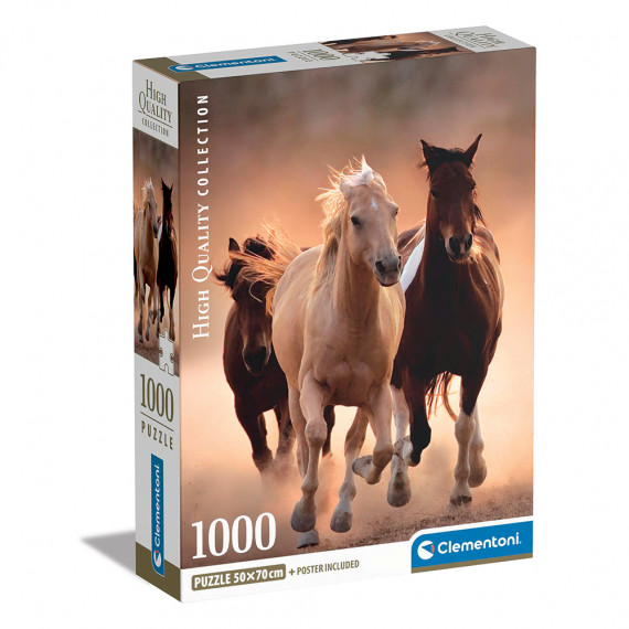 Clementoni Puzzle High Quality Collection Horses 1000 pcs - Compact Box
