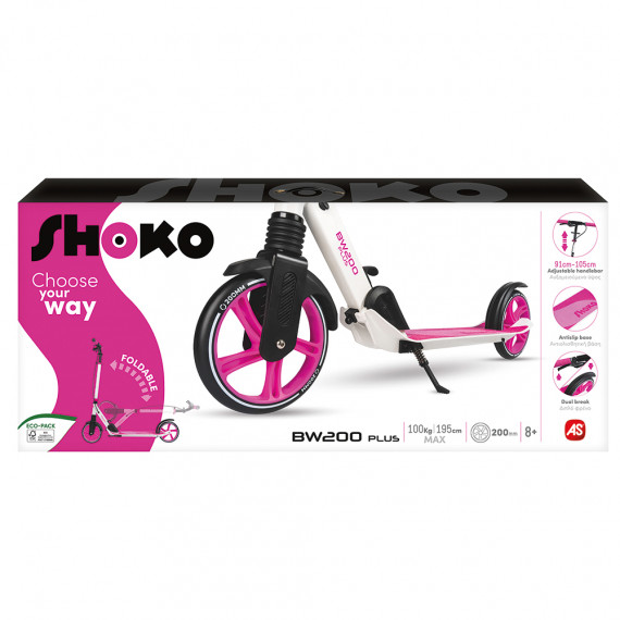 Shoko Kids Scooter BW 200 Plus With 2 Wheels 200mm Fuchsia Color For Ages 8+
