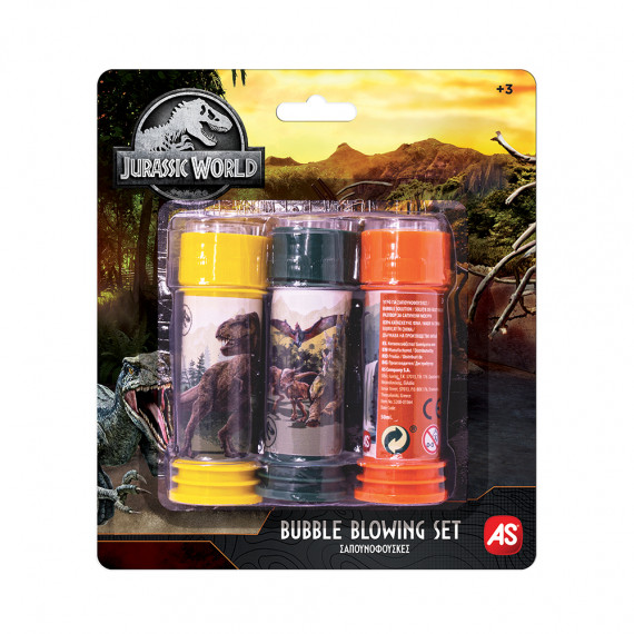 AS 3 Bubble Blowing Bottles Jurassic World For Ages 3+